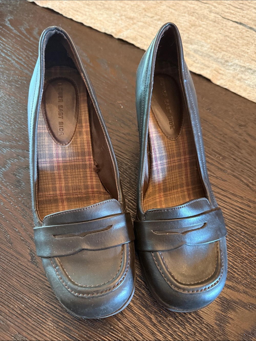 LOWER EAST SIDE Women’s Dark Brown Leather Penny Loafers